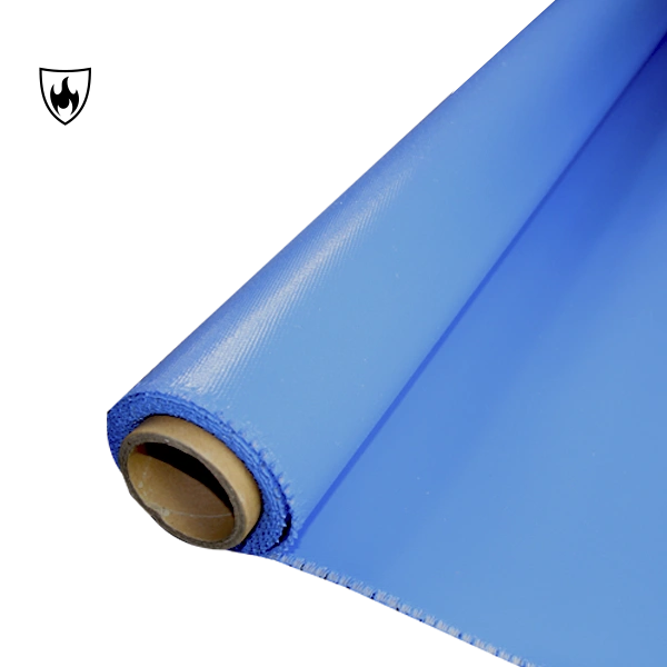 ผ้าไฟเบอร์กลาสเคลือบซิลิโคนสีน้ำเงิน 960gsm