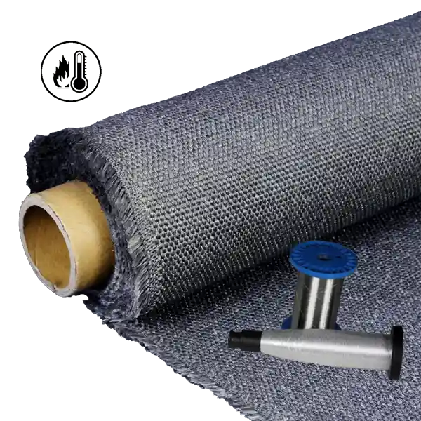 1250 gsm 1,3 mm op hoge temperatuur afgewerkt glasvezelweefsel met versterkte S.S.-draad