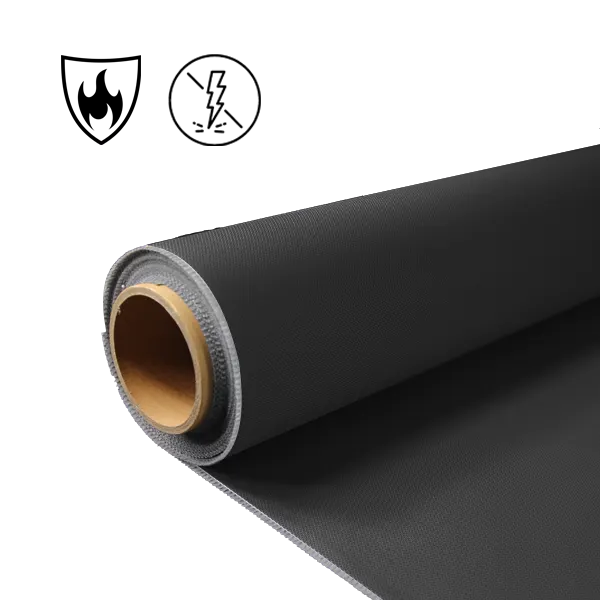 460 gsm zwarte antistatische PU-gecoate glasvezelstof voor thermische isolatiedekking